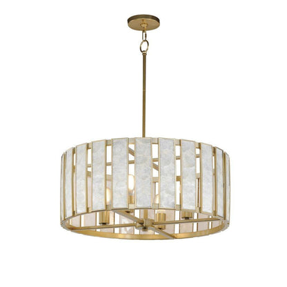Maxim Lighting 12804CZNAB Miramar 4 Light Capiz Natural Aged Brass Pendant Ceiling Light