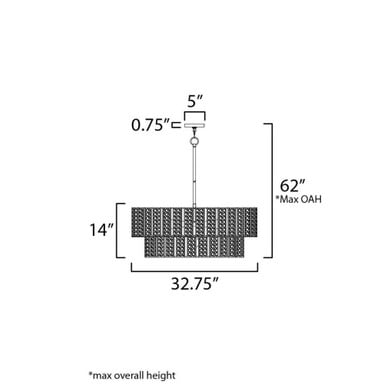 Maxim Lighting 12806CZNAB Miramar Chandelier dimension diagram