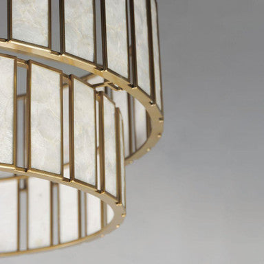 Maxim Lighting 12806CZNAB Miramar Chandelier detail view of Capiz shell panels