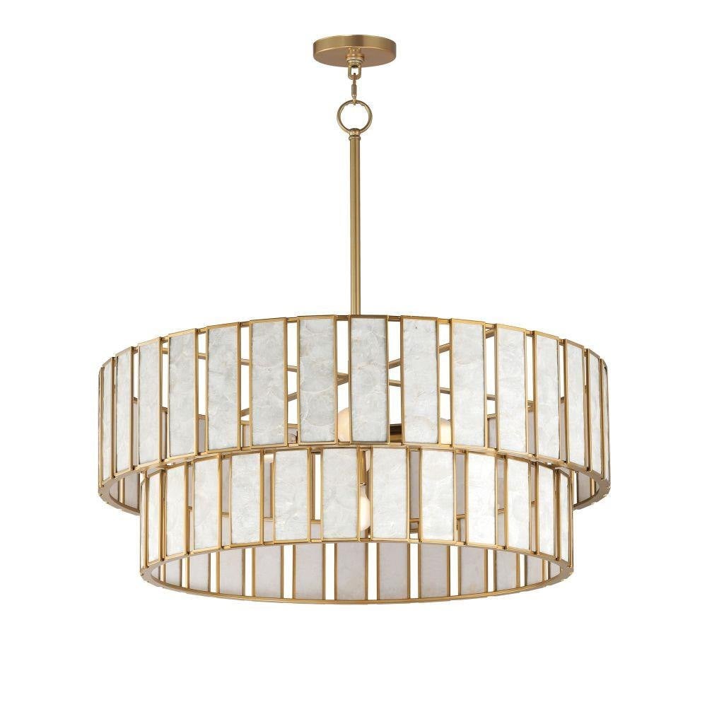 Maxim Lighting 12806CZNAB Miramar 6 Light 32.75 inch Natural Aged Brass Chandelier Ceiling Light