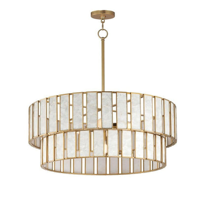 Maxim Lighting 12806CZNAB Miramar 6 Light 32.75 inch Natural Aged Brass Chandelier Ceiling Light