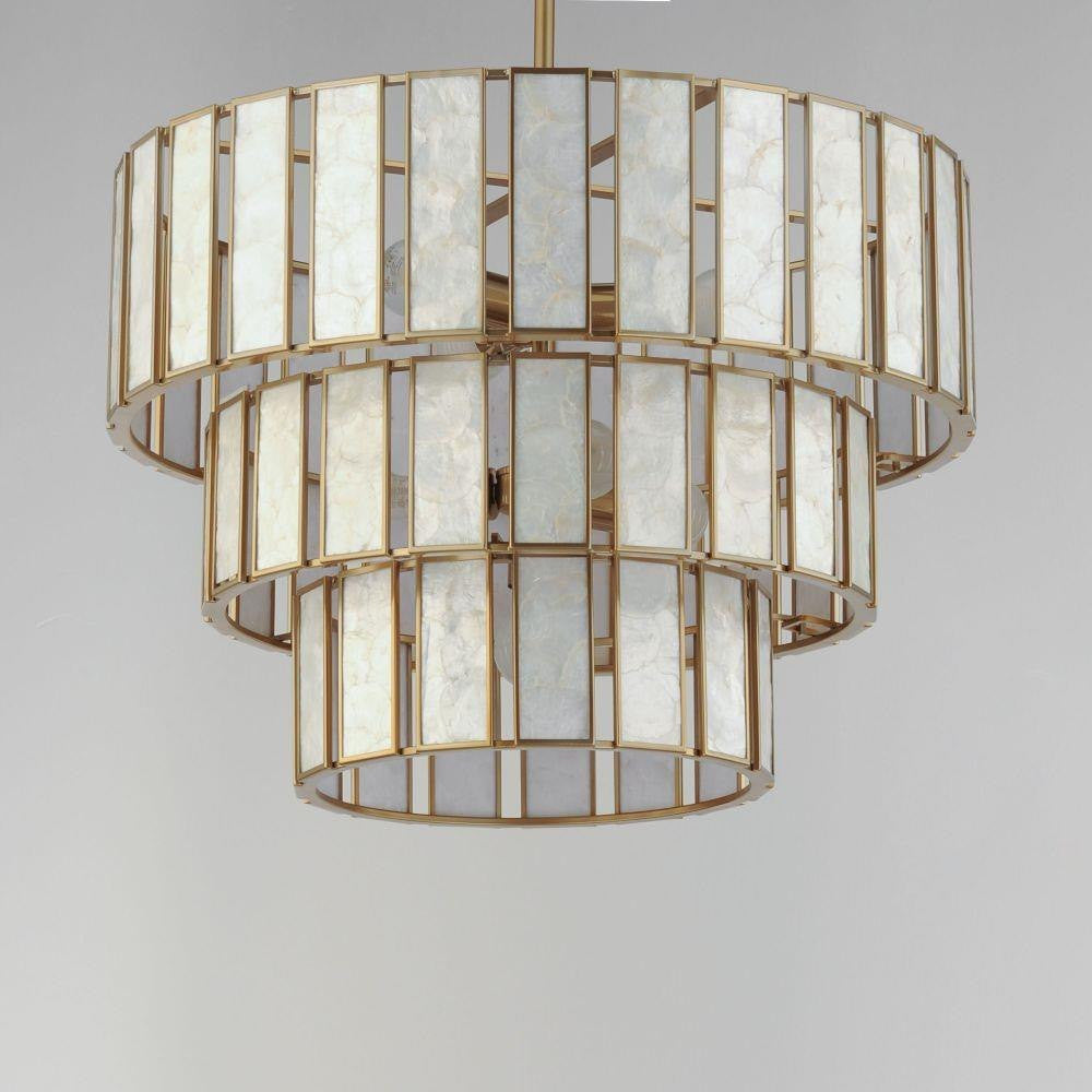 Maxim Lighting 12808CZNAB Miramar Chandelier - Angled View Showing Three-Tier Drum Design