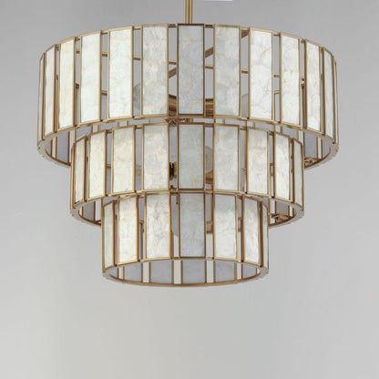 Maxim Lighting 12808CZNAB Miramar Chandelier - Angled View Showing Three-Tier Drum Design