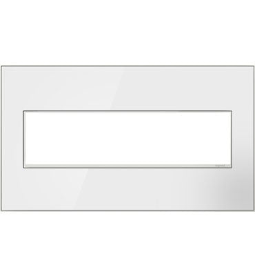 Legrand AWM4GMWW4 Mirror White-on-White 4-Gang Screwless Wall Plate - Finish: White Mirror