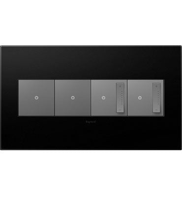 Legrand AWP4GGR4 4-Gang Screwless Decorative Wall Plate with Microban - Finish: Graphite