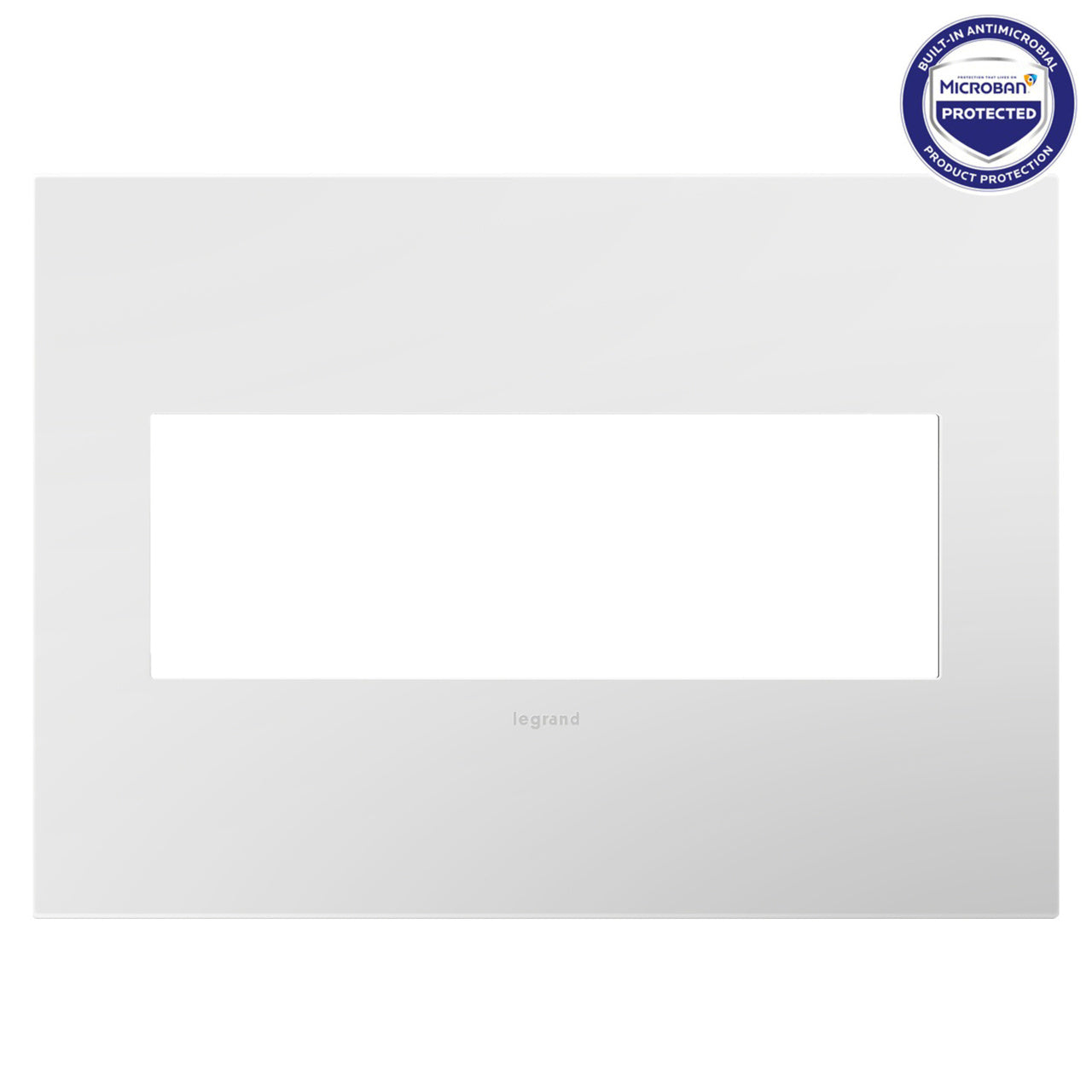 Legrand AWP3GWHW4 3-Gang Screwless Wall Plate with Microban - Finish: Gloss White-on-White