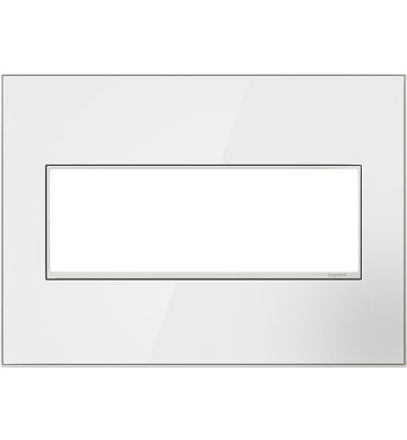 Legrand AWM3GMW4 Mirror 3-Gang Screwless Wall Plate - Finish: White Mirror