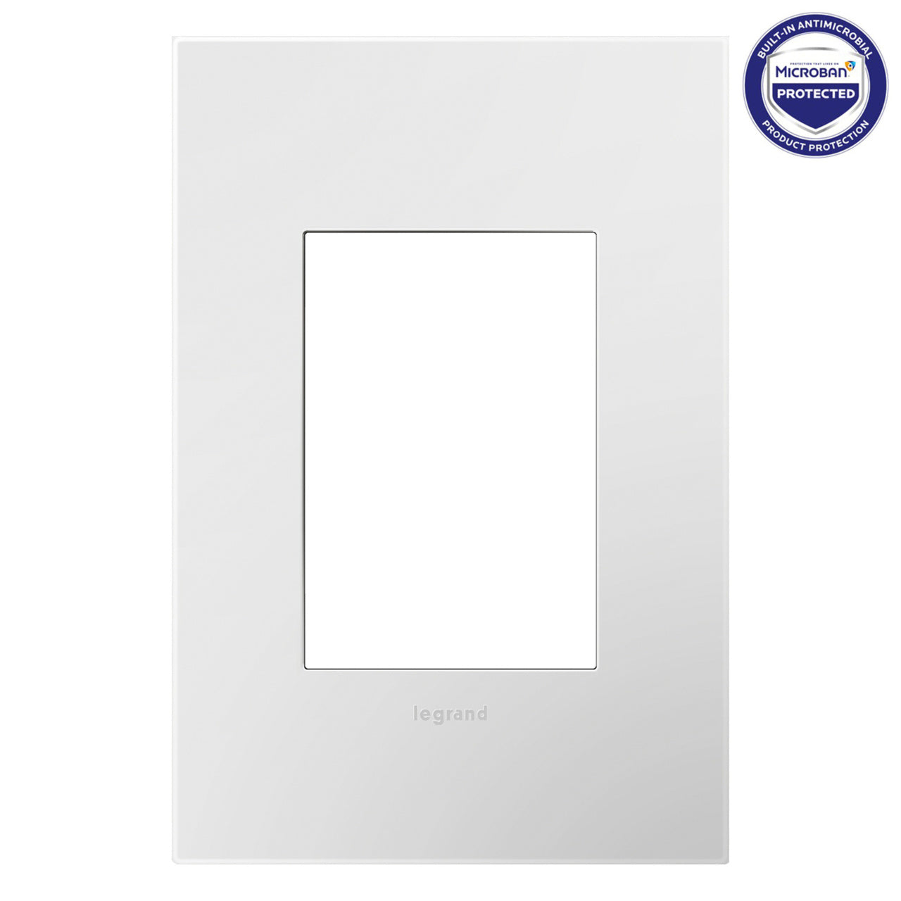Legrand AWP1G3WH4 1-Plus-Gang Screwless Wall Plate with Microban - Finish: Gloss White