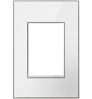Legrand AWM1G3MWW4 Mirror White-on-White 1-Gang-Plus Screwless Wall Plate - Finish: White Mirror