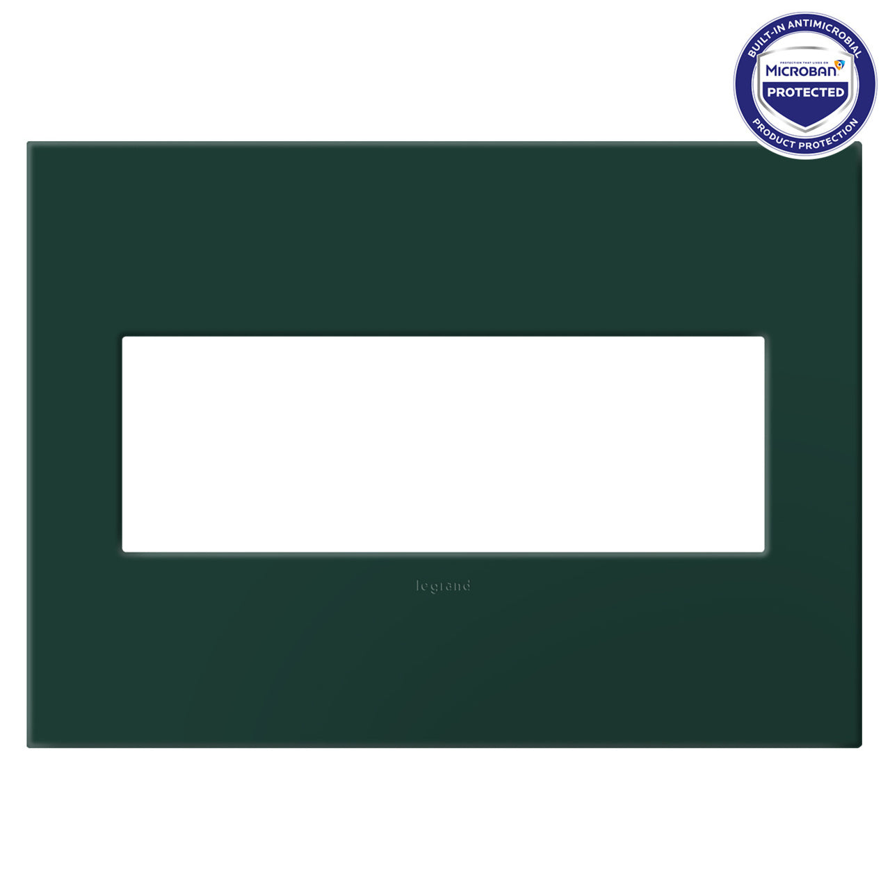 Legrand AWP3GEG 3-Gang Screwless Wall Plate with Microban - Finish: Evergreen