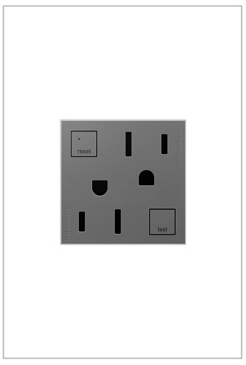 Legrand AGFTR2152M4 15A Tamper-Resistant Self-Test GFCI Duplex Receptacle - Finish: Magnesium