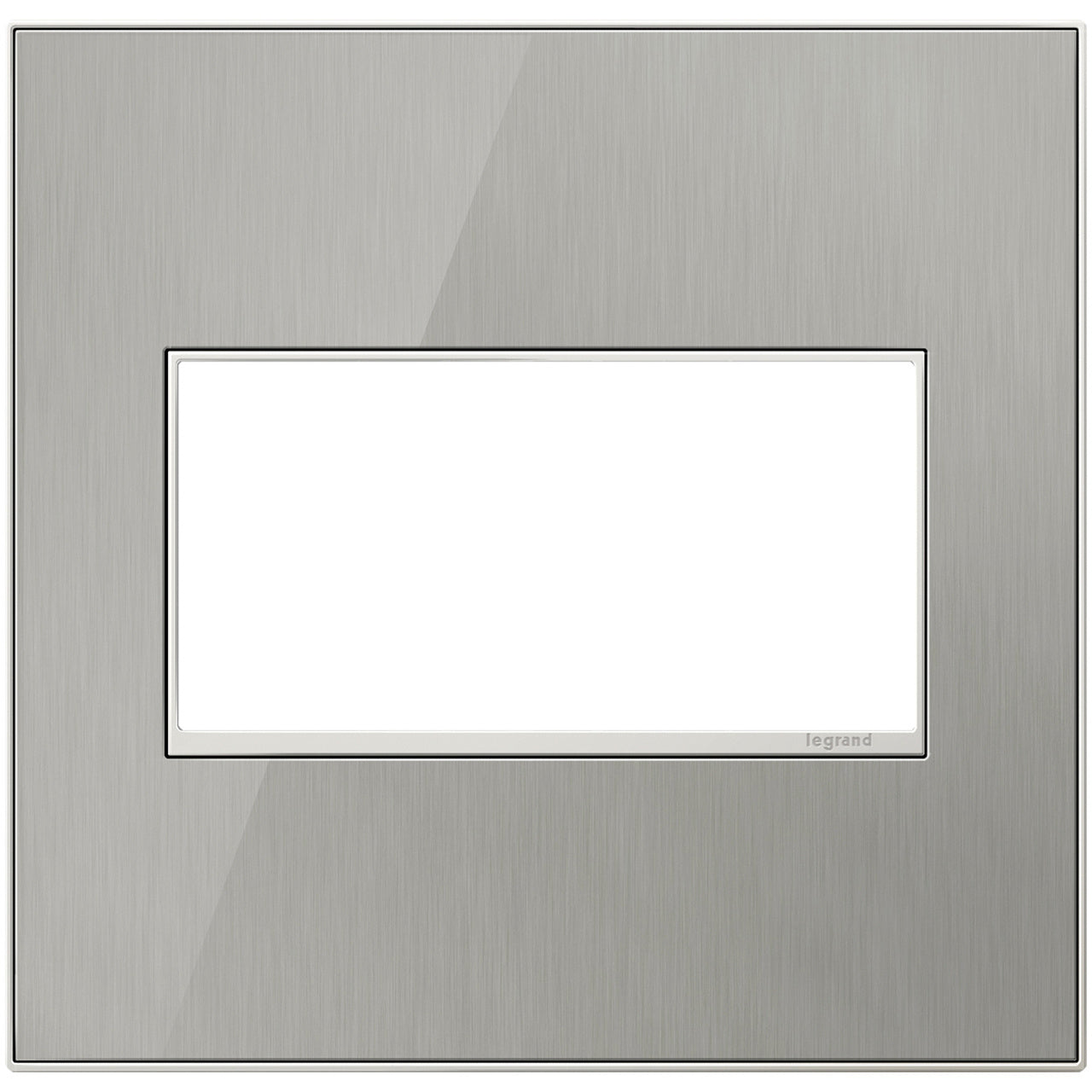 Legrand AWM2GMS4 2-Gang Screwless Wall Plate for Designer Switches and Outlets - Finish: Brushed Stainless