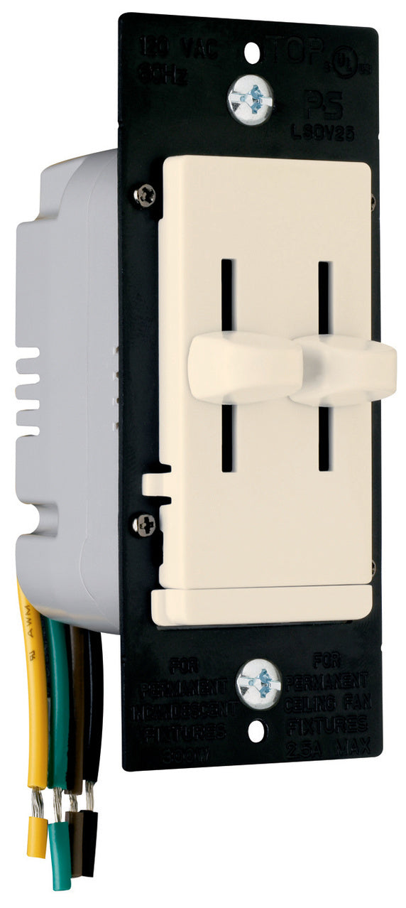 Wattstopper LSDD300LA LS Trademaster Series Dual Slide-to-OFF Incandescent Dimmer - Finish: Light Almond