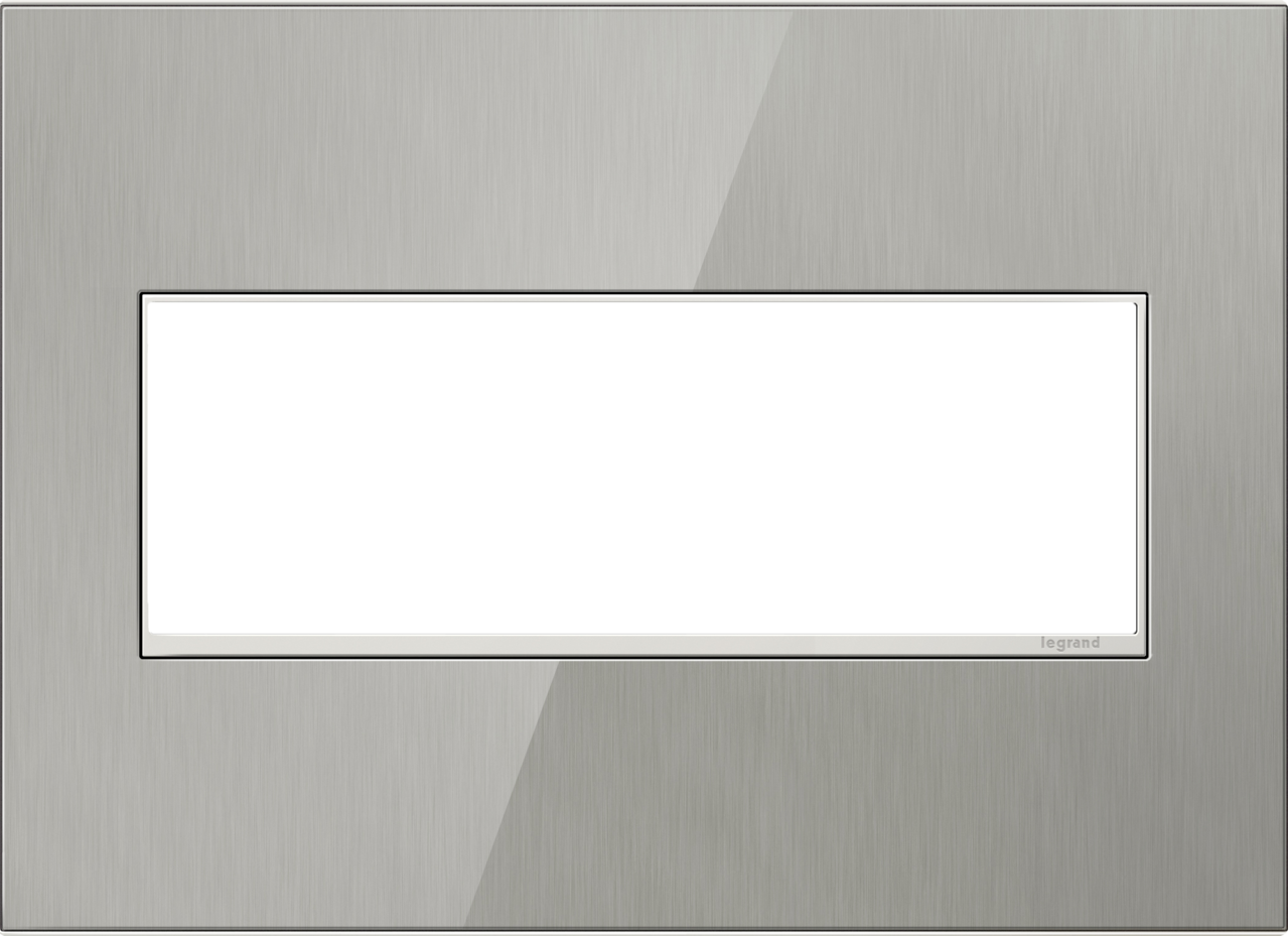 Legrand AWM3GMS4 3-Gang Screwless Wall Plate for Designer Switches and Outlets - Finish: Brushed Stainless