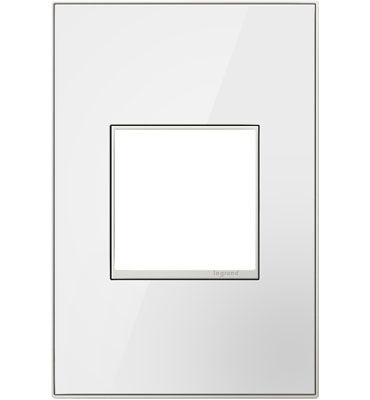 Legrand AWM1G2MWW4 Mirror White-on-White 1-Gang Screwless Wall Plate - Finish: White Mirror