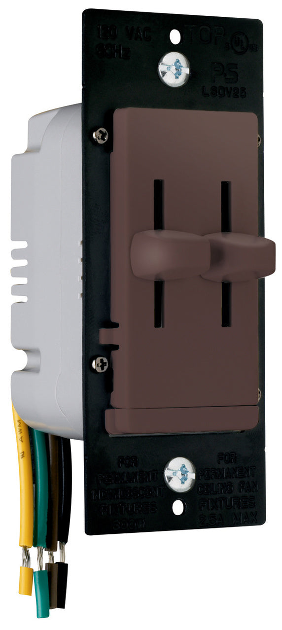 Wattstopper LSDD300 LS Trademaster Series Dual Slide-to-OFF Incandescent Dimmer - Finish: Brown