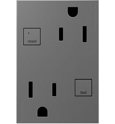 Legrand AGFTR2153M4 15A Plus Size Tamper-Resistant Self-Test GFCI Duplex Receptacle - Finish: Magnesium
