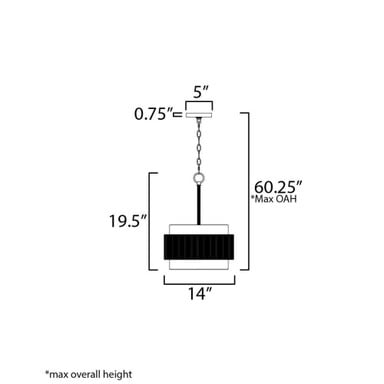Maxim Lighting 12811OFNAB Seacliff Pendant - Dimension Diagram