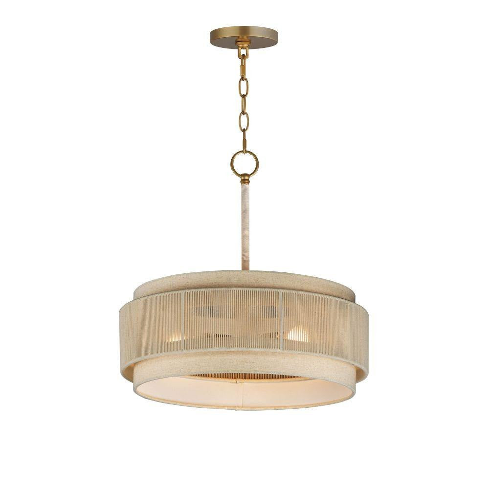 Maxim Lighting 12813OFNAB Seacliff 3 Light Natural Aged Brass Pendant Ceiling Light