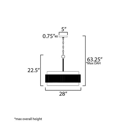 Maxim Lighting 12814OFNAB Seacliff Pendant - Dimension Diagram