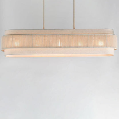 Maxim Lighting 12815OFNAB Seacliff linear pendant close-up of shade and light glow