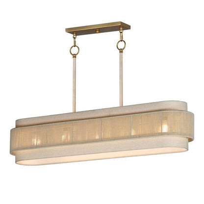 Maxim Lighting 12815OFNAB Seacliff 5 light linear pendant in aged brass with fabric shade