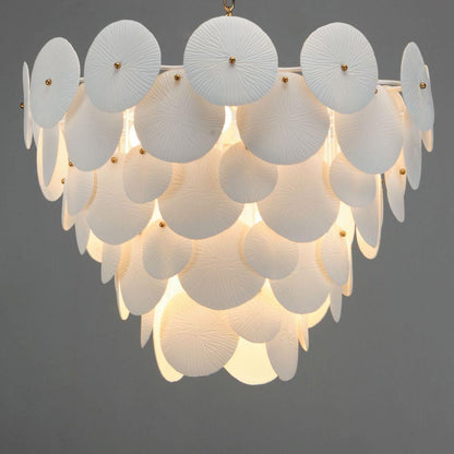 Maxim Lighting 12827WTNAB Isla 8 Light Chandelier in White Natural Aged Brass - lit close-up view