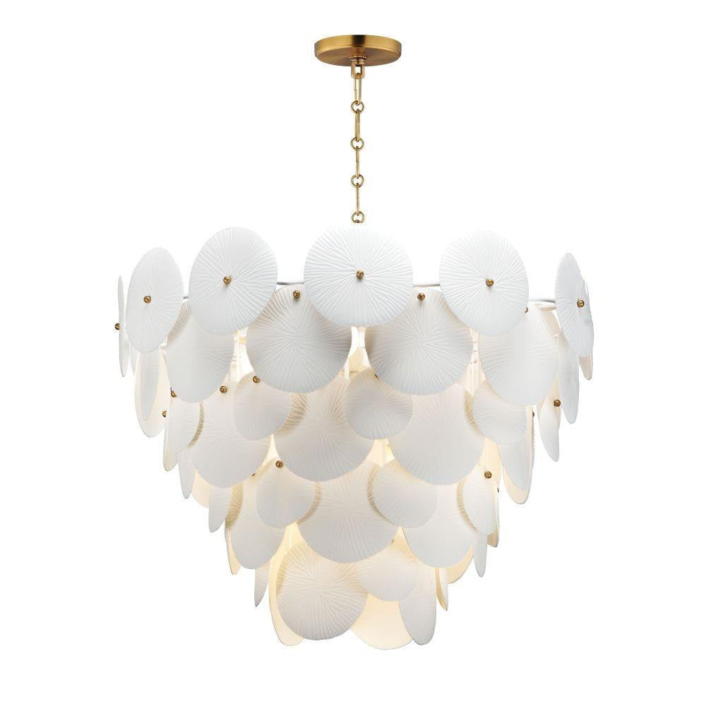 Maxim Lighting 12827WTNAB Isla Chandelier hanging full view with chain on white background