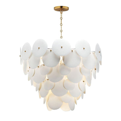 Maxim Lighting 12827WTNAB Isla Chandelier hanging full view with chain on white background
