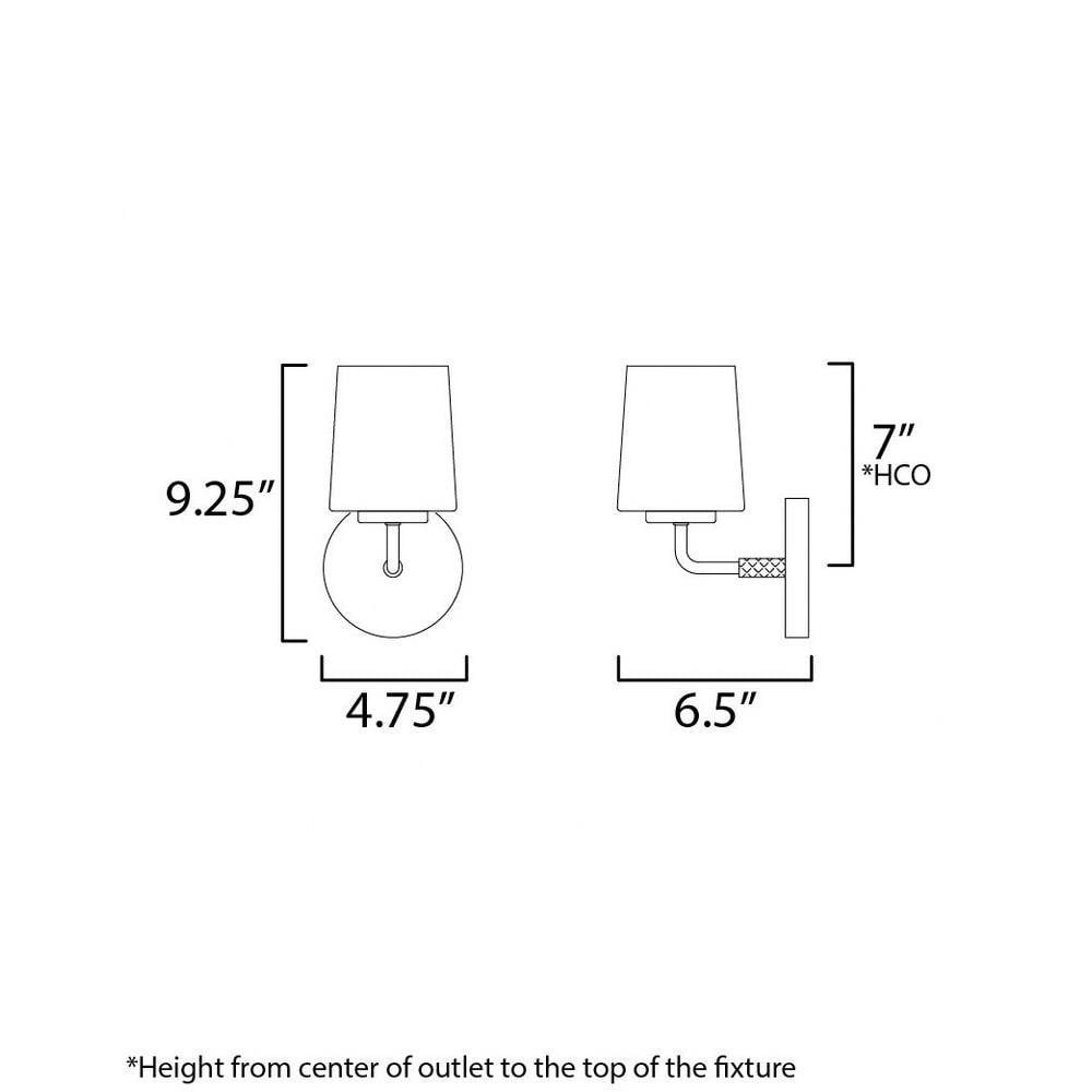 Maxim Lighting 12891WTNAB Durham Wall Sconce Dimensions Diagram 9.25 x 4.75 x 6.5 Inch