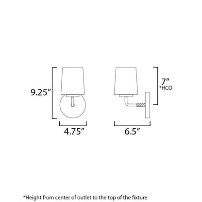 Maxim Lighting 12891WTNAB Durham Wall Sconce Dimensions Diagram 9.25 x 4.75 x 6.5 Inch