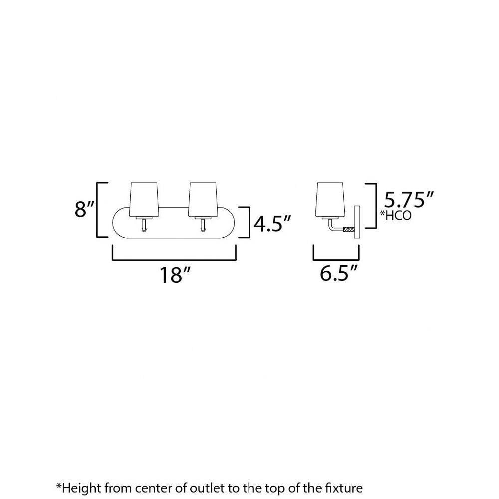 Maxim Lighting 12892WTNAB Durham 2 Light Bath Vanity Wall Light Dimensions Diagram
