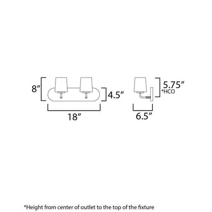 Maxim Lighting 12892WTNAB Durham 2 Light Bath Vanity Wall Light Dimensions Diagram