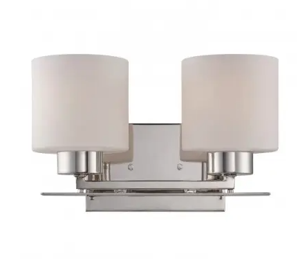 Nuvo 60-5202 Parallel Vanity Light Fixture, Mountable, 2-Light, Polished Nickel