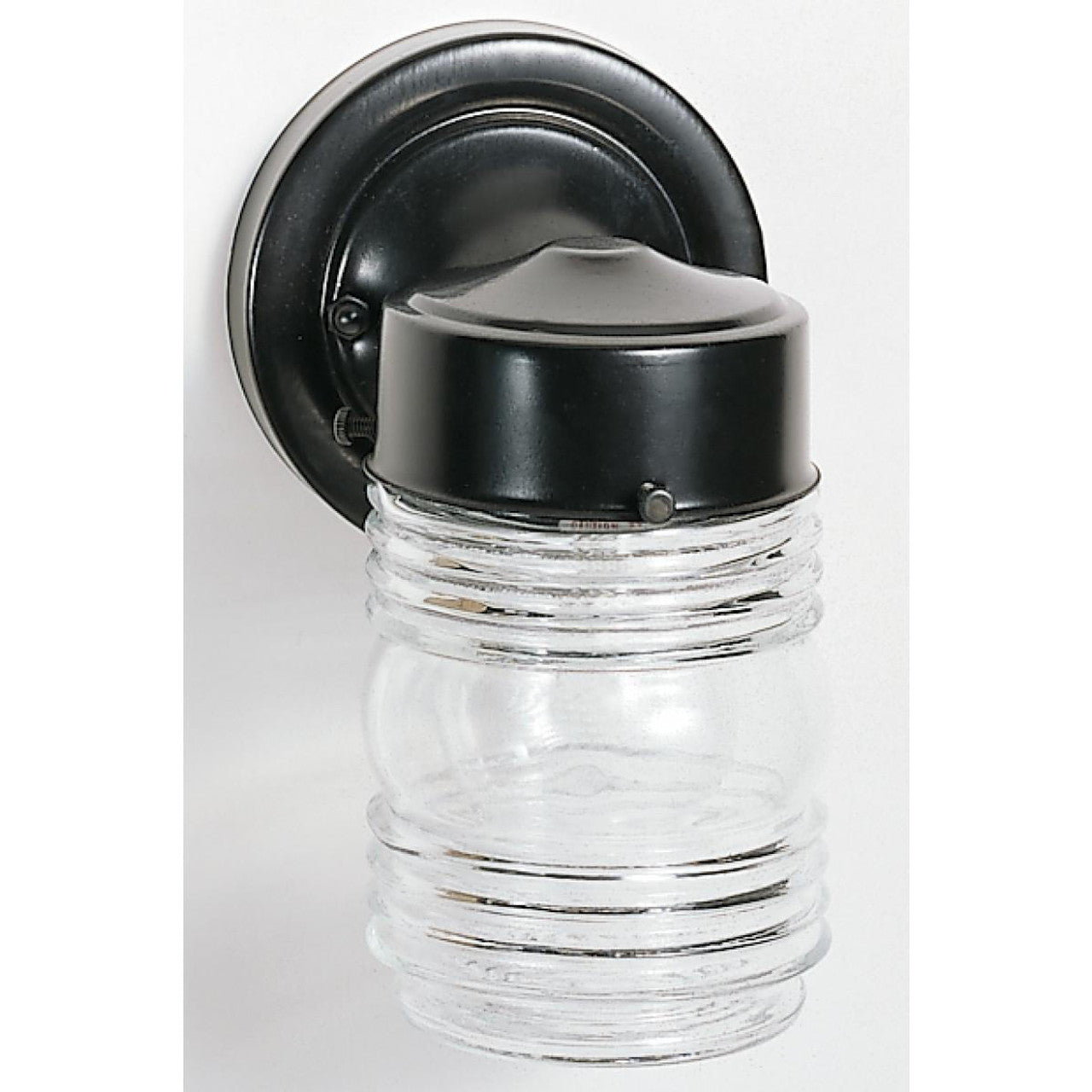 Nuvo SF77-119B 1 Light 6" Wall Mount Mason Jar Light Fixture, Clear Glass, Black Finish
