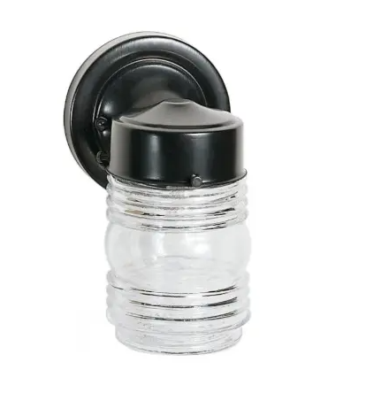 Nuvo 60-6111 6" Mason Jar Wall Lantern w/ Clear Glass, Wattage 60W, Black
