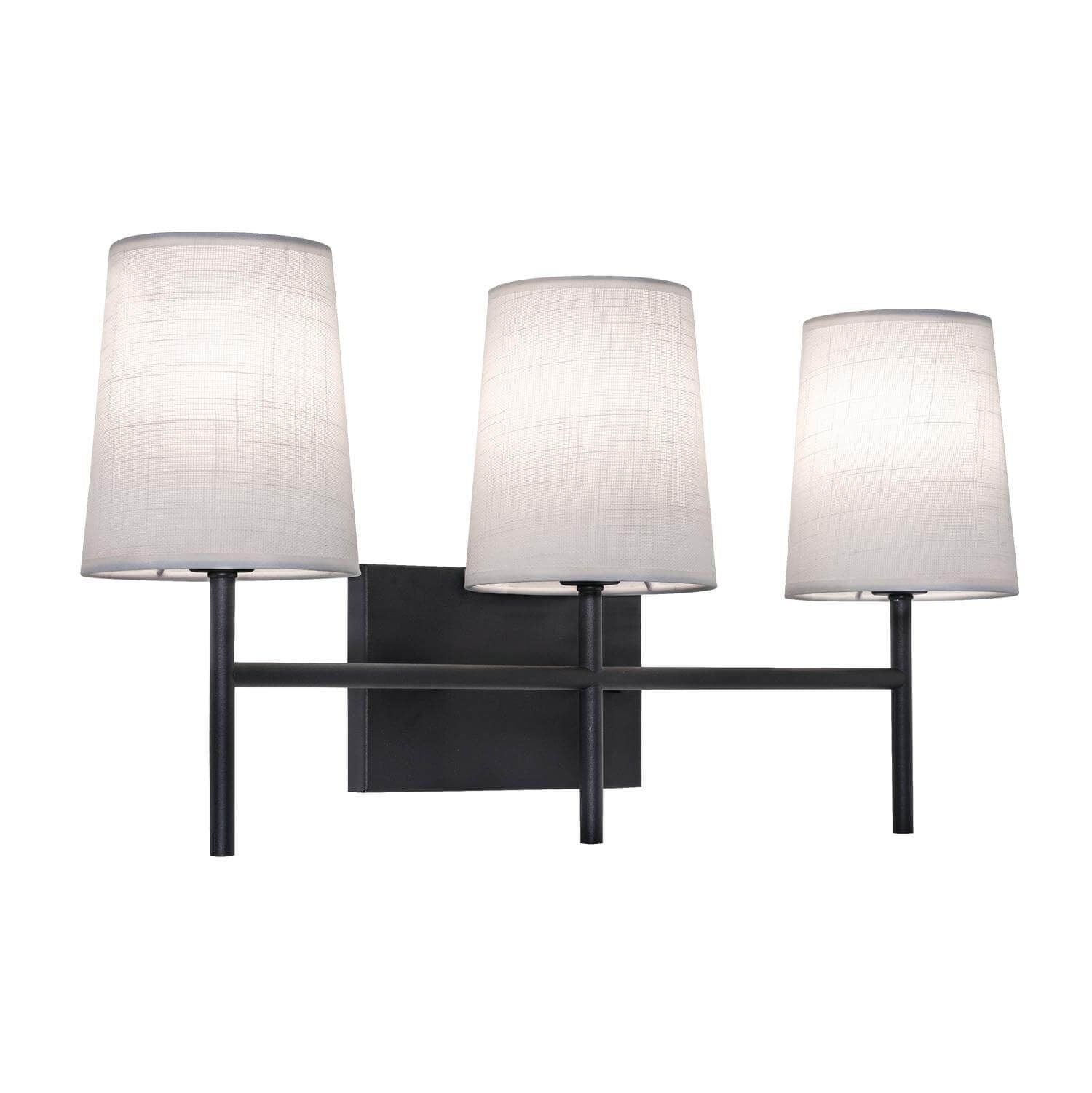 AFX Lighting ROSV2211CBBK Rose 3 Light 22 Inch Bath Vanity Light In Black With White Linen Shade