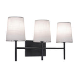 AFX Lighting ROSV2211CBBK Rose 3 Light 22 Inch Bath Vanity Light In Black With White Linen Shade