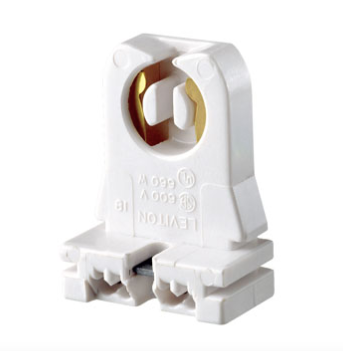 Leviton 13353-N Medium Base, Bi-Pin, Standard Fluorescent Lamp holder- White Nut Screws Packed Bulk