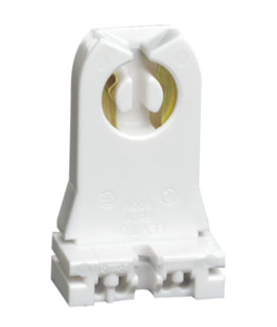 Leviton 13354-D Medium Base, Bi-Pin, Standard Fluorescent Lampholder, Tall Profile, Slide-On, Turn-Type, Disconnect, Quick-Connect 18AWG Solid or Str. Tinned - White