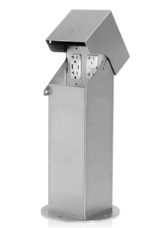 Leviton 2PH18-2S 2-Gang 18" Stainless Power Pedestal Kit, Surface Mount Hinged Top, Brushed and W5833-W