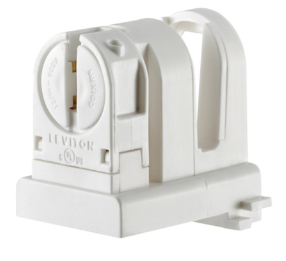 Leviton 13654-EXL Medium To Miniature Base, T5 Bi-pin, Fluorescent Lamp Holder, Long T-8 To T-5 Adapter (White)