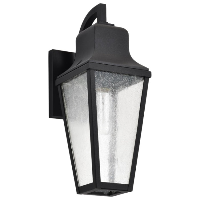 Nuvo 60-8132 Lawrence 1-Light Medium Outdoor Wall Lantern - Matte Black / Clear Seeded Glass
