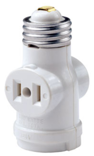 Leviton 1403-W Indoor 660W, 125V Lamp holder w/ Two 15A, 125V 2-pole, 2-wire Outlets White