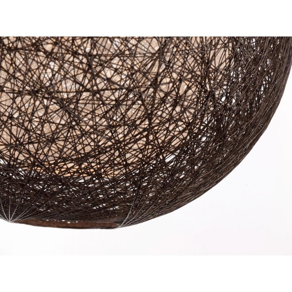 Close-up Detail of Chocolate Woven String Globe Shade for Maxim Lighting 14402NAWT Bali Pendant