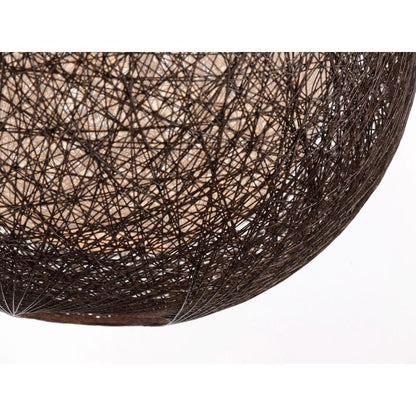 Close-up Detail of Chocolate Woven String Globe Shade for Maxim Lighting 14402NAWT Bali Pendant