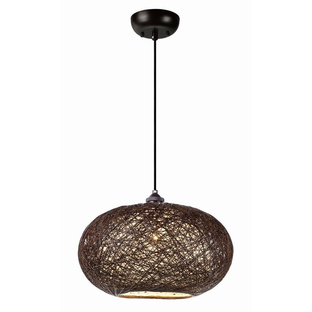 Maxim Lighting 14402CHWT Bali Pendant Chocolate/White Woven Shade Front View