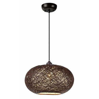 Maxim Lighting 14402CHWT Bali Pendant Chocolate/White Woven Shade Front View