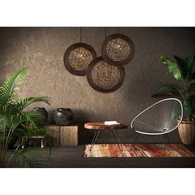 Maxim Lighting 14405NAWT Bali Woven Globe Chandeliers Grouped in Stylish Living Space
