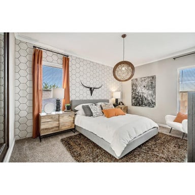 Maxim Lighting 14407NAWT Bali 1 Light Globe Chandelier lifestyle shot in a styled bedroom